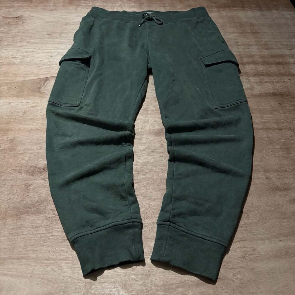 Lands’ End Heavyweight Cargo Sweatpants Green Gorpcore Utility M 32-34